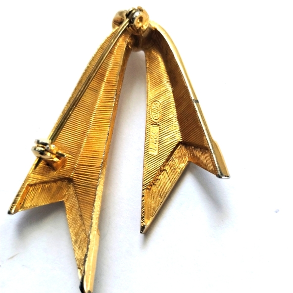 Vtg Signed Sphinx Modernist Ribbon Bow Marcasite Pin Brooch
